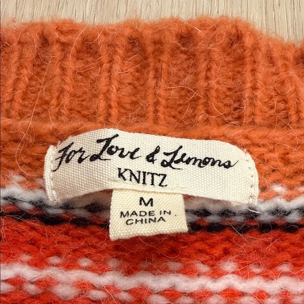 For Love & Lemons Medium Striped Orange Cardigan Sweater - Picture 5 of 7
